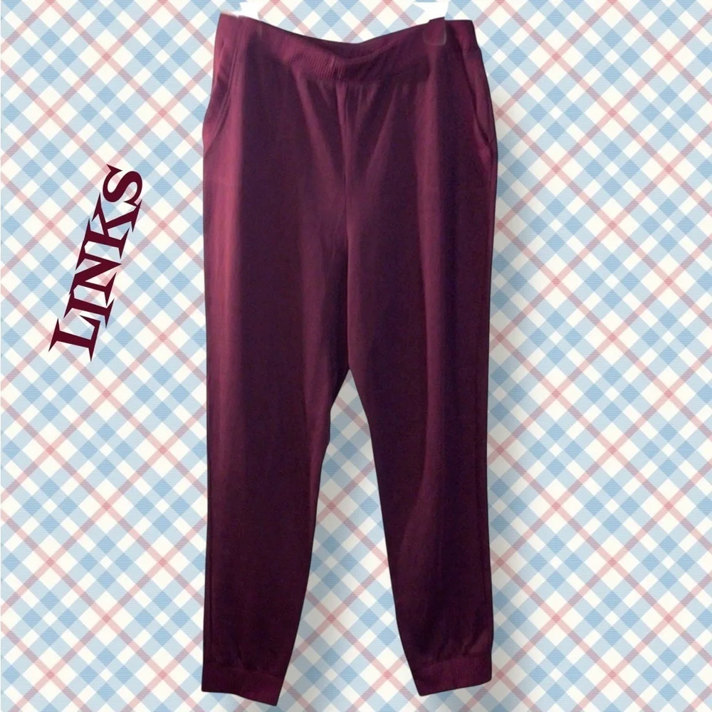 🌺LINKS BURGANDY FRONT POCKETS JOGGERS
